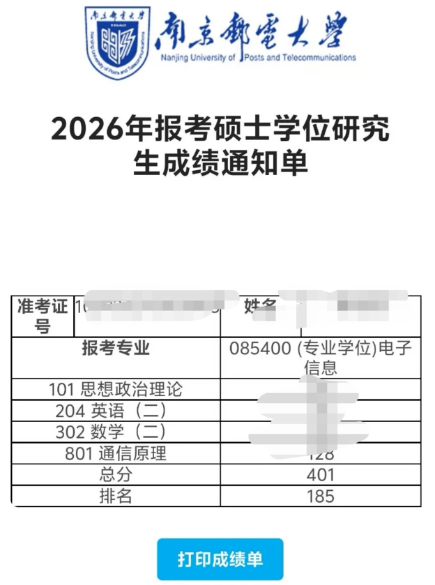 原創雙非考研都炸穿了！400多分滿天飛！南京郵電通院專碩401分僅排名185名，好在今年要錄507人